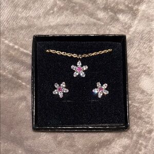 Gold and Silver Jewelry Set with Pink Accents